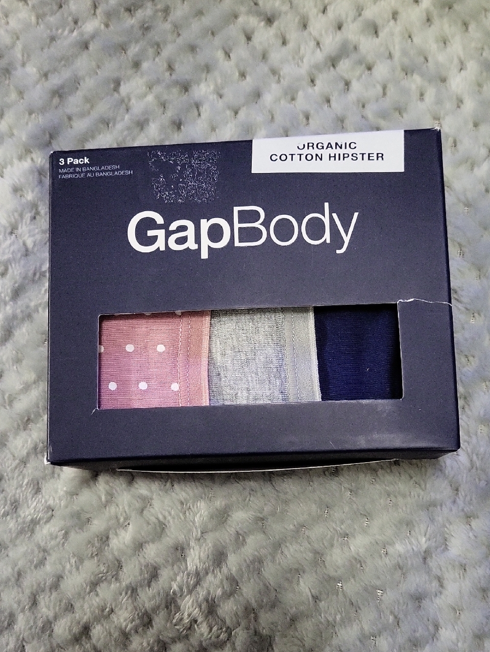 New Gapbody Organic Cotton Hipster Panties 3-Pack - Pink, Gray, Navy XS
